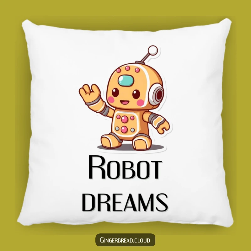 Funny Gingerbread Robot Pillow - Cozy Antenna Wave for Comfort