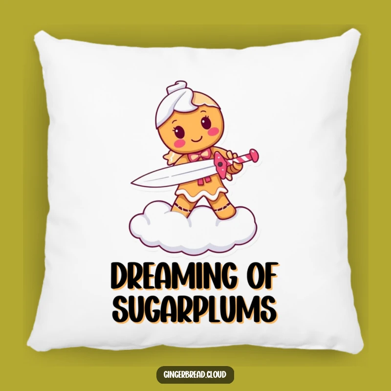 Funny Gingerbread Warrior Pillow: Cozy Comfort with a Heroic Candy Cane Sword, Sweet Gift