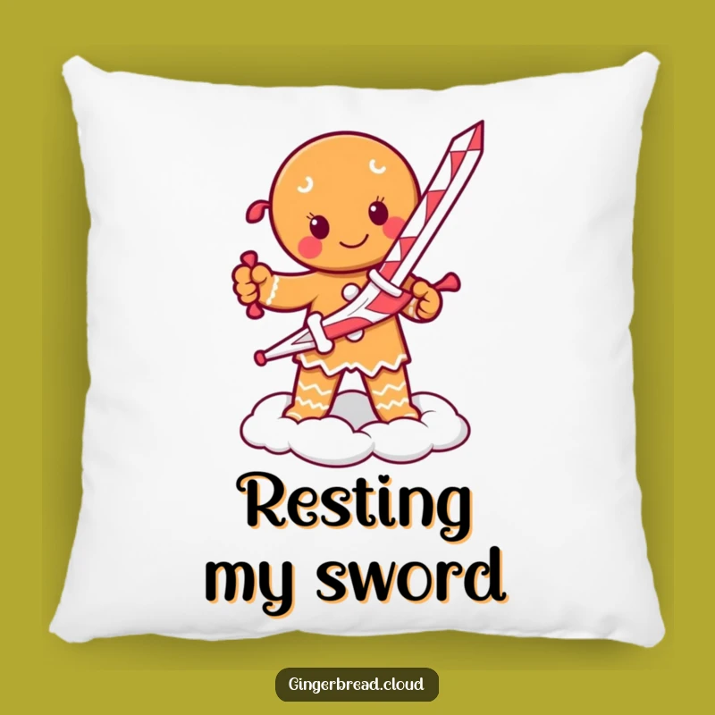 Funny Gingerbread Warrior Pillow: Sweet Defense, Comfy Humorous Gift