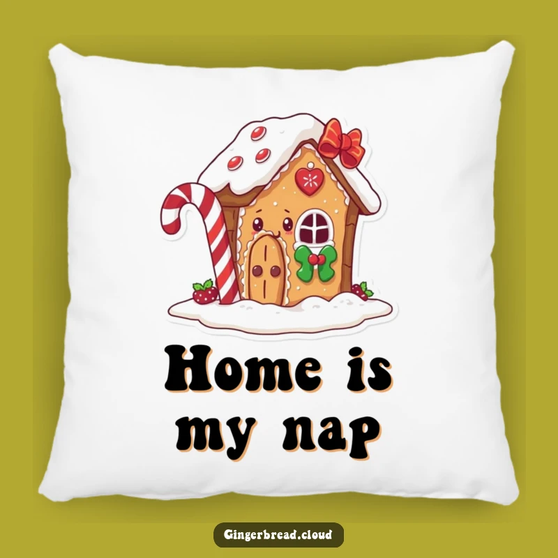 Funny Gingerbread House Pillow: Cozy Peeking Comfort with Candy Cane Accent Gift