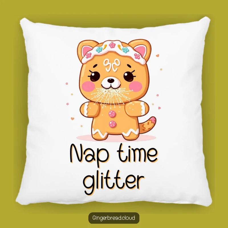Cozy Funny Gingerbread Glitter Sneeze Pillow - Soft & Hilarious Decor Gift