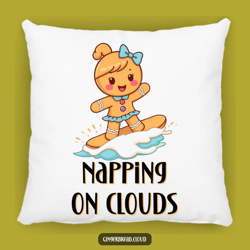 Funny Gingerbread Girl Frosting Wave Pillow: Cozy & Hilarious Comfort Gift
