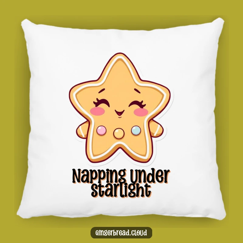 Funny Gingerbread Star Pillow: Cozy Winks & Twinkling Buttons for Sweet Dreams Gift