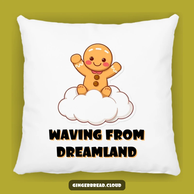 Soft Funny Waving Gingerbread Cloud Pillow - Comfort and Friendly Vibes