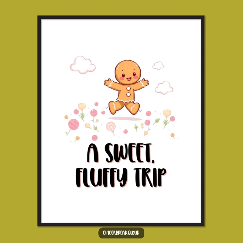 Funny Gingerbread Candy Cloud Digital Art - Instant Sweet Decor Gift