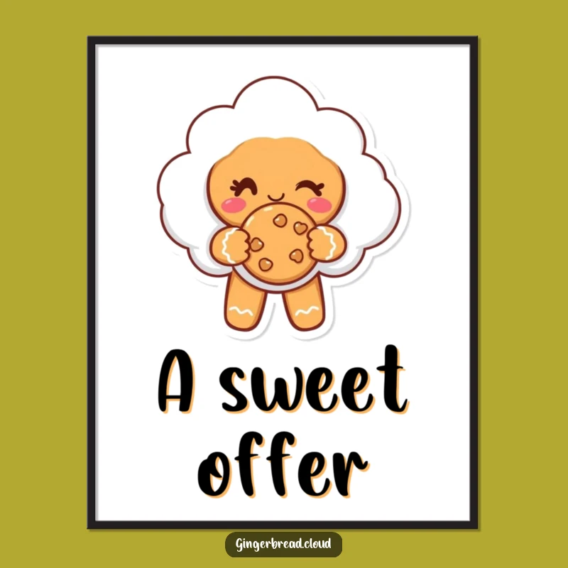 Funny Gingerbread Cloud Digital Art - Instant Cookie & Wink Decor