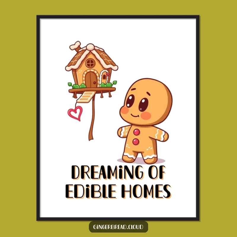 Big Eyes Gingerbread Digital Art: Floating House Wonder Print - Gift Idea