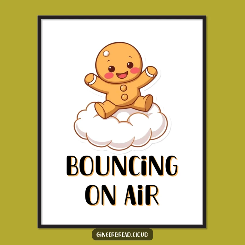 Funny Bouncing Gingerbread Digital Art - Instant Energetic Character Download!