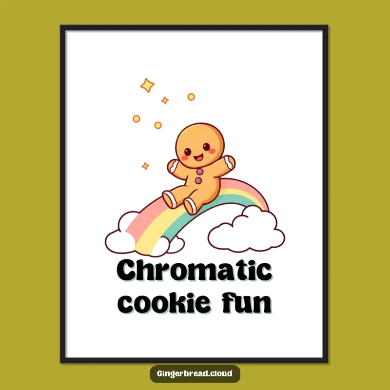 Funny Gingerbread Rainbow Digital Art: Joyful Slide Printable, Instant Humorous Decor