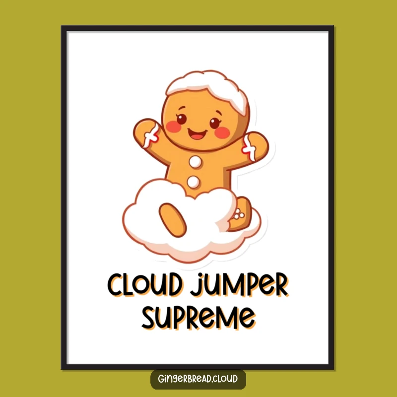 Funny Gingerbread Man Digital Print: Cloud Jumper Art, a Printable Funny Gift
