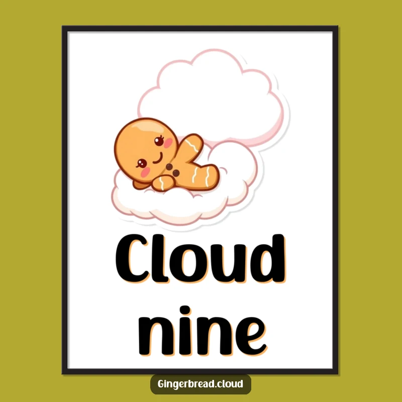 Funny Gingerbread Cloud Slide Digital Art: Instant Sweet Decor & Gift