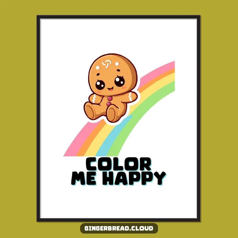 Funny Gingerbread Rainbow Digital Print: Cheerful Character Art for Bright Spaces, Funny Gift