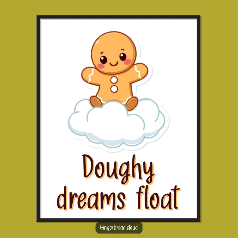Funny Gingerbread Cloud Balance Digital Art: Joyful Printable for Lighthearted Decor