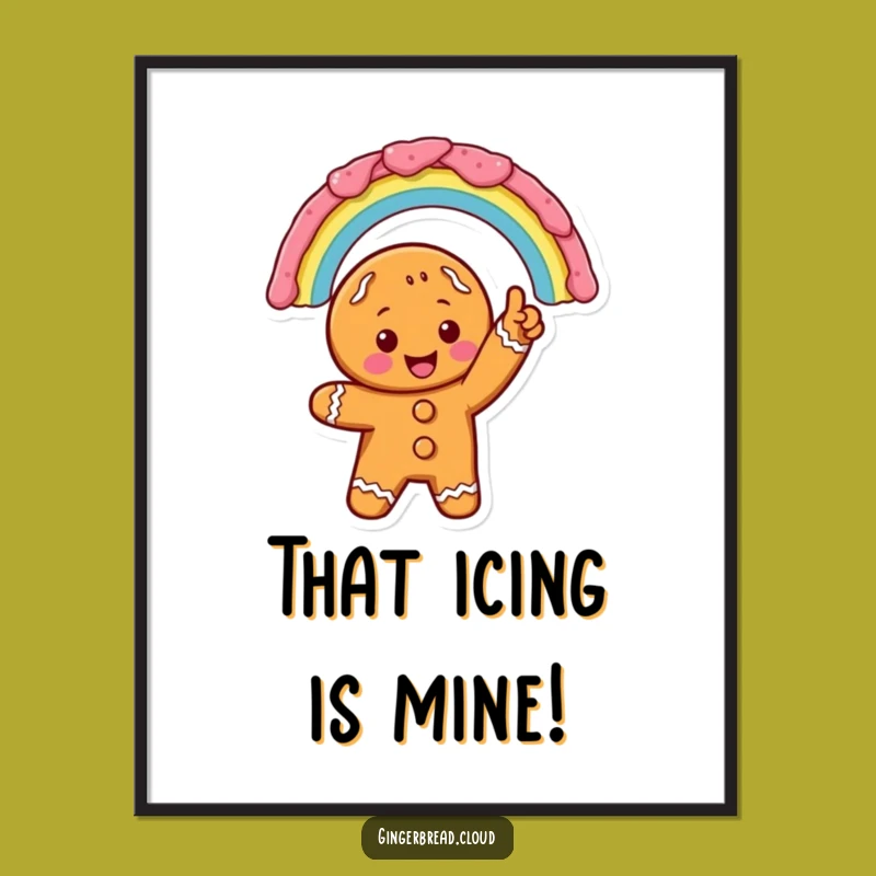 Excited Gingerbread Rainbow Digital Art: Icing Art Print - Gift Idea
