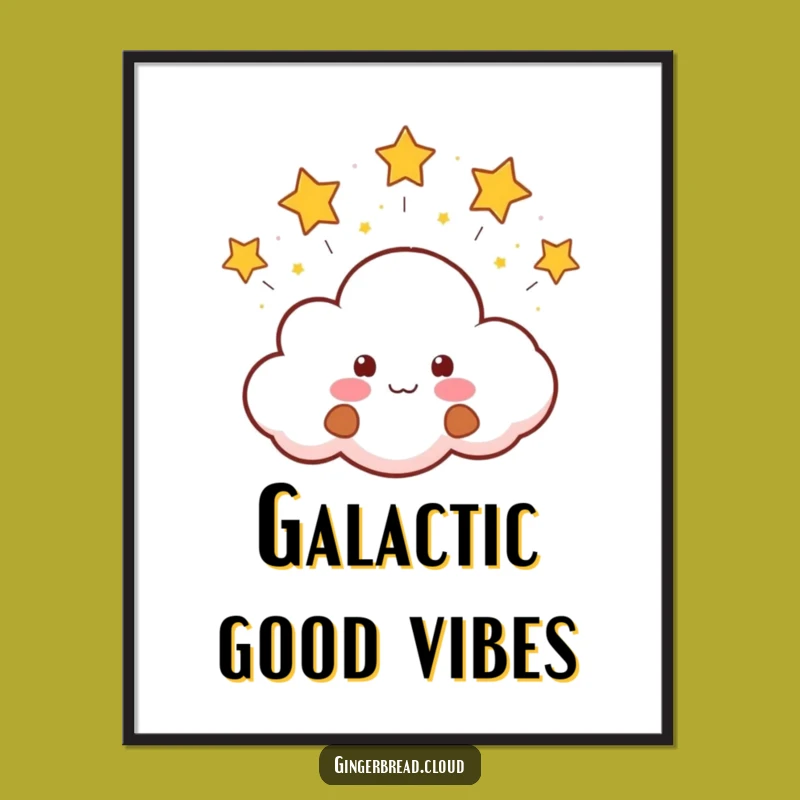 Funny Cloud Gingerbread Stars Digital Art: Whimsical Celestial Printable for Your Space