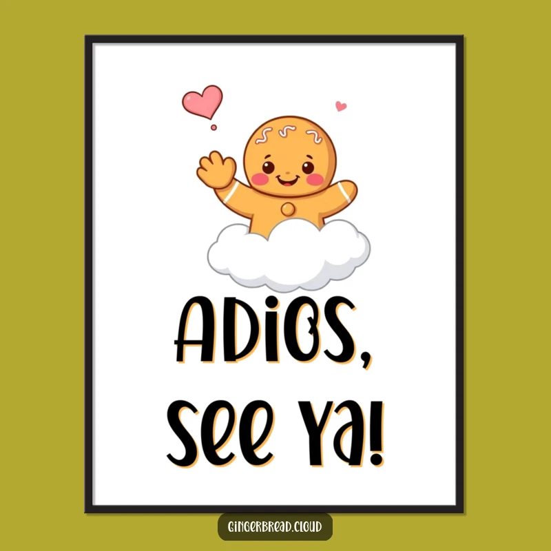 Funny Floating Gingerbread Digital Art - Instant Farewell Download!