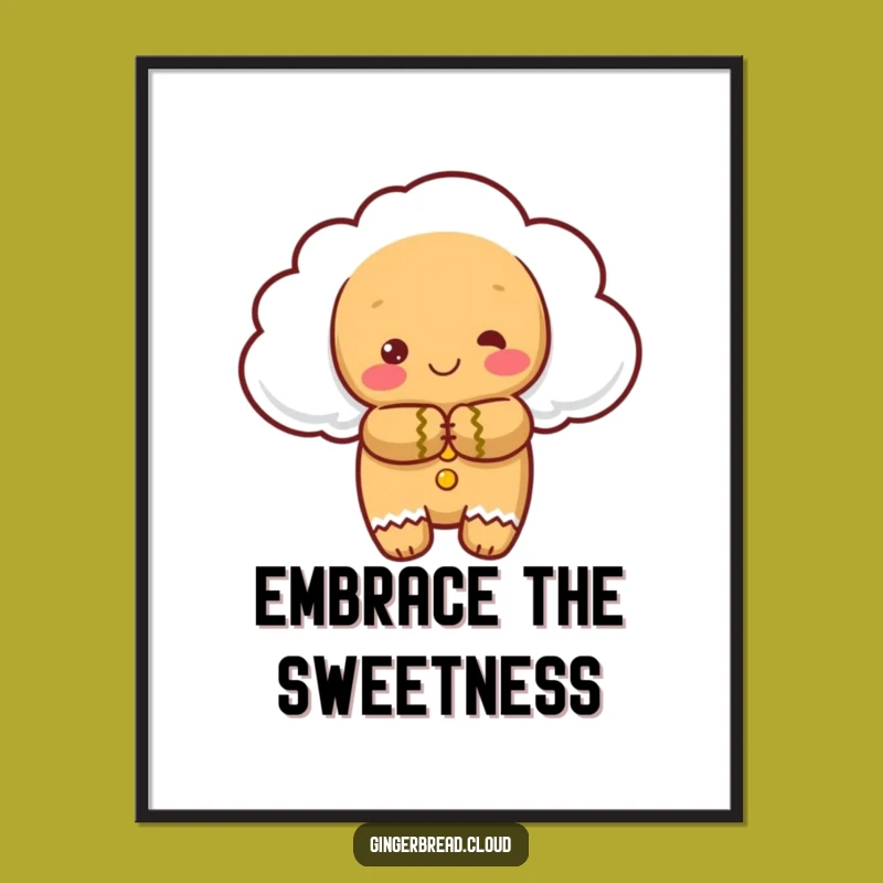 Funny Gingerbread Cloud Digital Art: Warm Hug, Instant Comfort Decor Gift