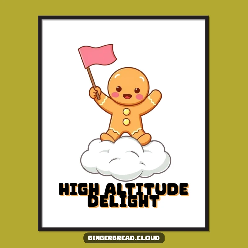 Funny Gingerbread Cloud Flag Digital Art - Instant Holiday Cheer for Your Walls