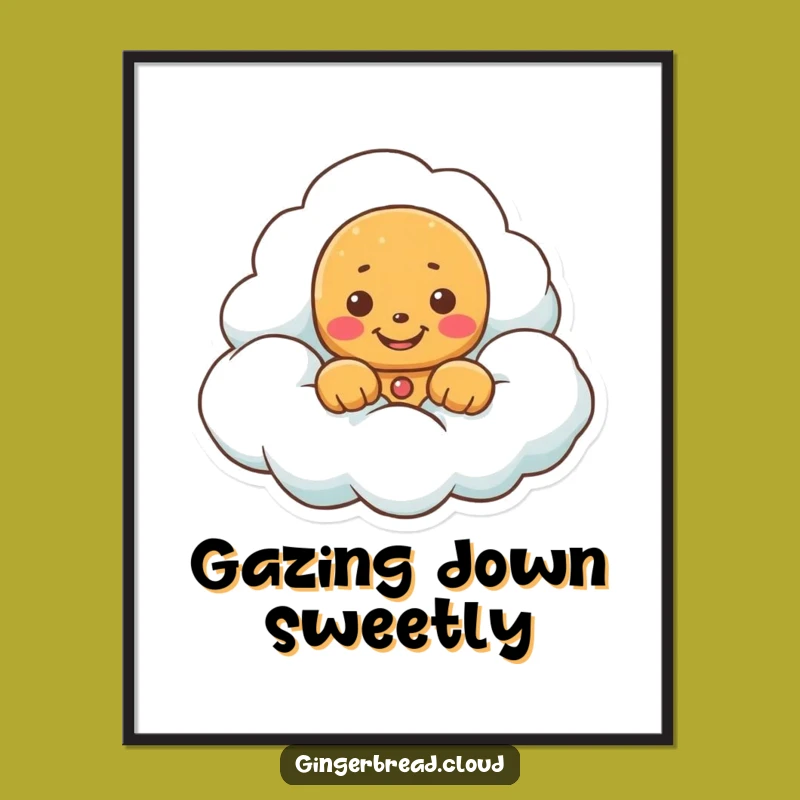 Funny Gingerbread Cloud Grin Digital Art - Instant Whimsy Gift