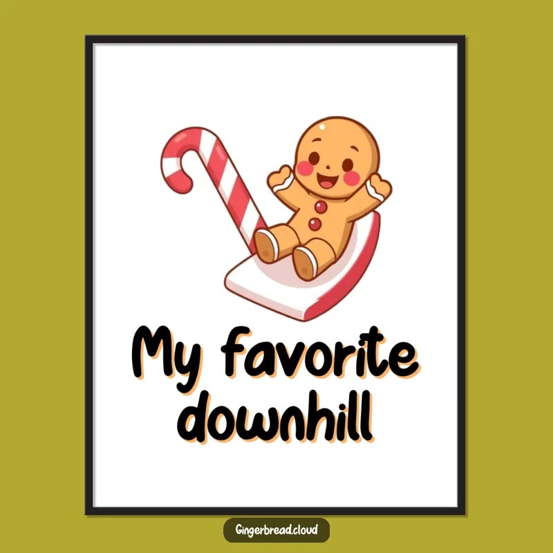 Funny Gingerbread Cookie Candy Cane Slide Digital Art - Instant Fun Gift