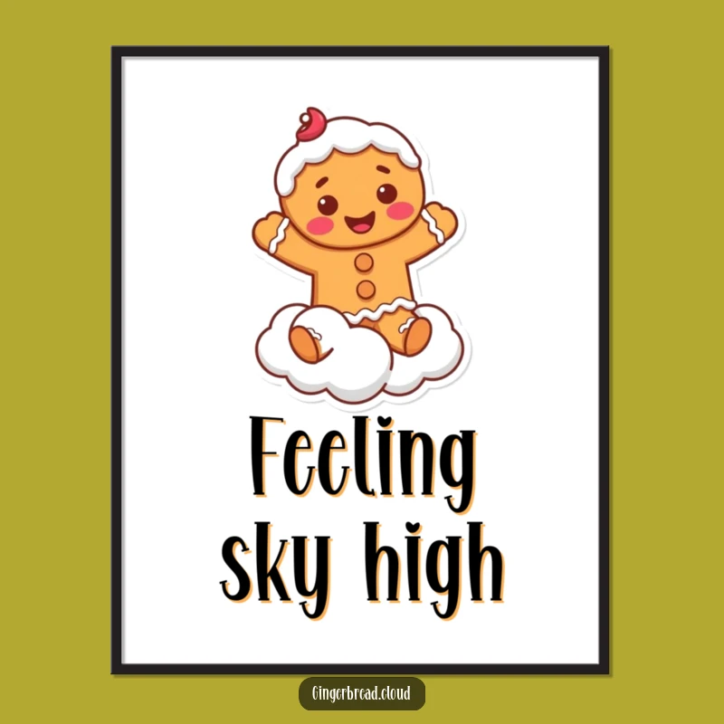 Funny Gingerbread Digital Art: Cloud Jumper - Instant Sweet Decor Gift!