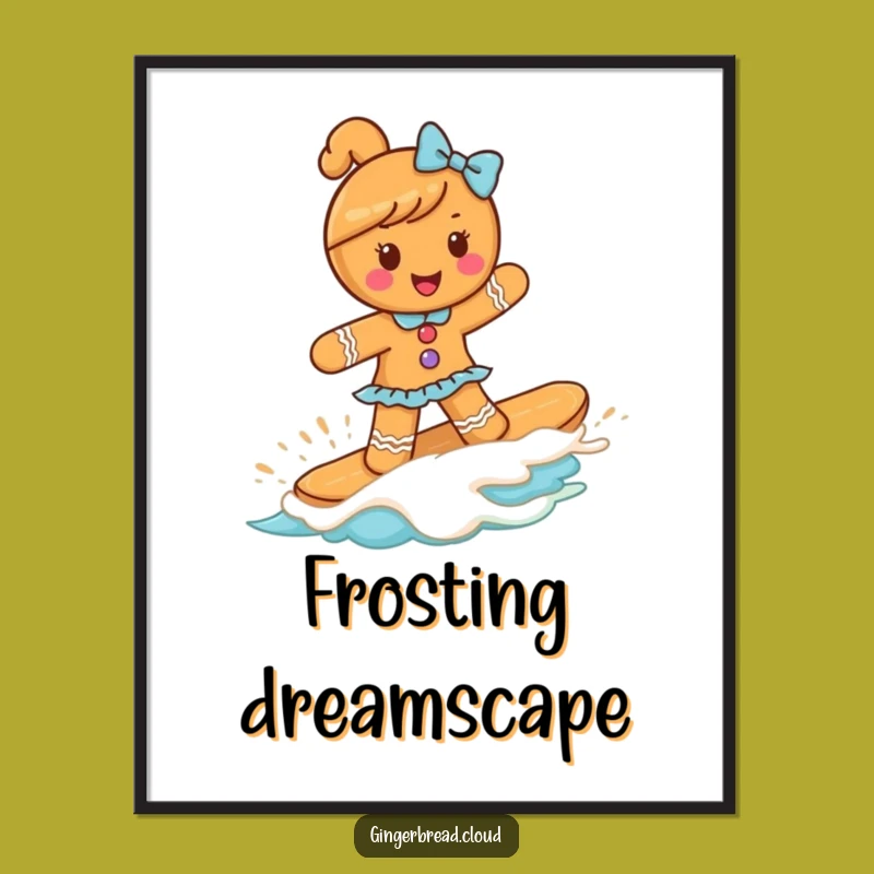 Funny Gingerbread Girl Frosting Wave Digital Art: Hilarious Sweet Decor
