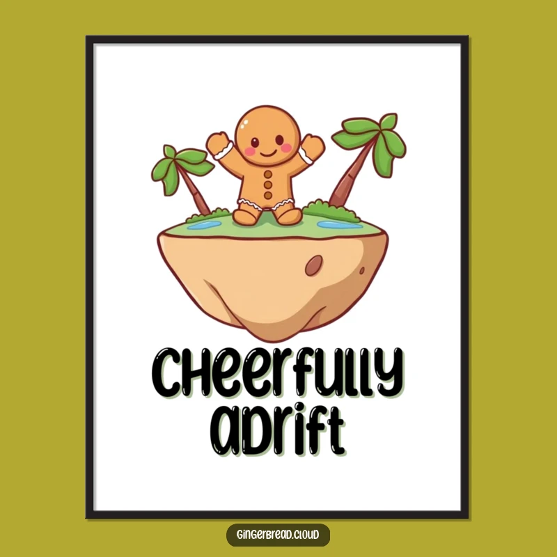 Funny Gingerbread Island Digital Art: Cheerful Character Print for Instant Decor Gift