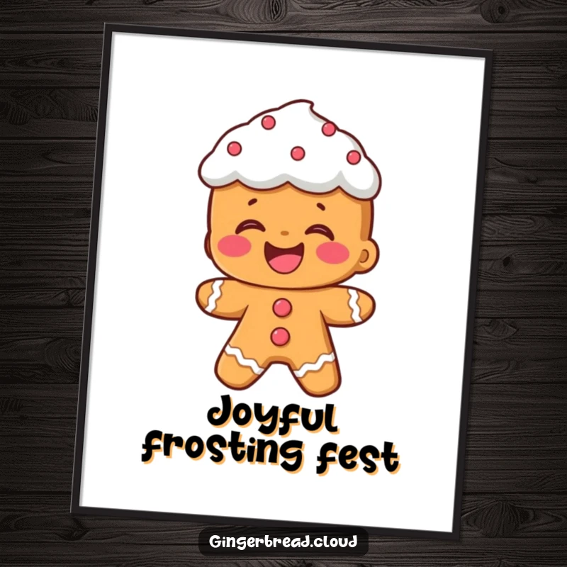 Funny digital art: A gingerbread person with frosting hair laughs heartily, creating a humorous and joyful visual.