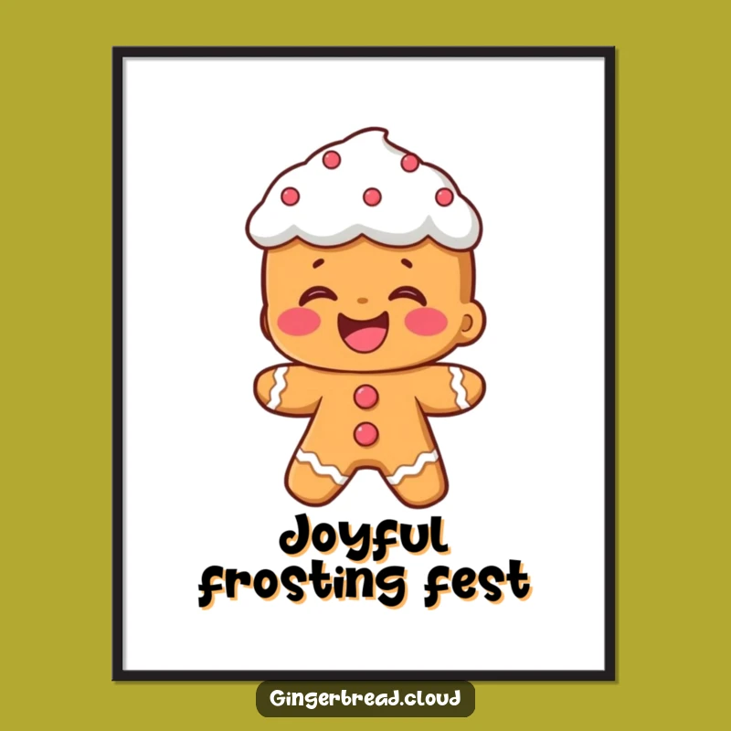 Funny Gingerbread Laughing Digital Art: Frosting Hair, Instant Joyful Decor Gift