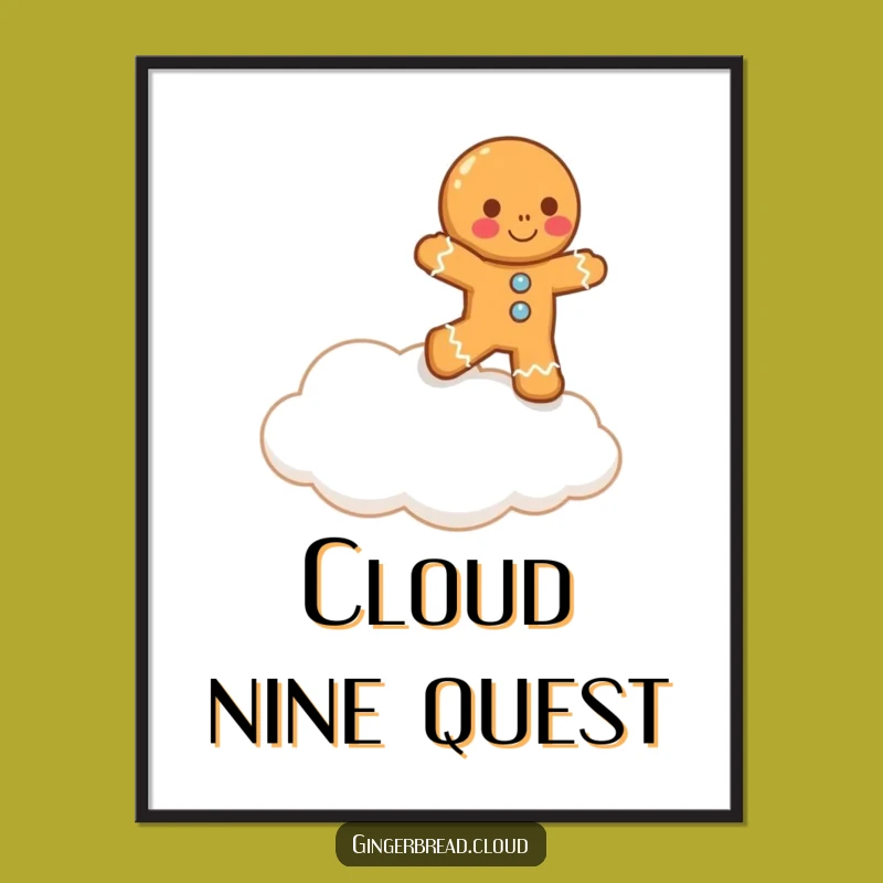 Funny Gingerbread Man Cloud Hop Digital Art: Hilarious Whimsical Decor