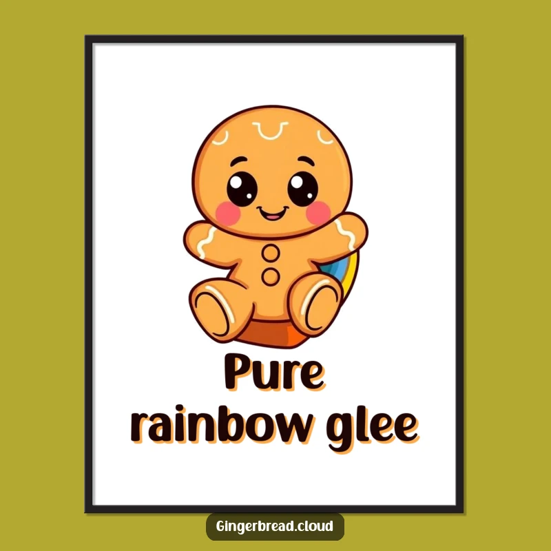 Funny Gingerbread Rainbow Digital Art: Cheerful Slide, Printable Humorous Gift