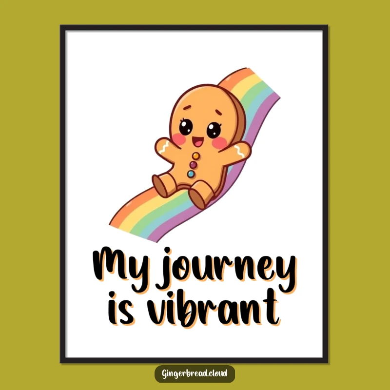 Funny Gingerbread Rainbow Digital Art - Whimsical Holiday Print