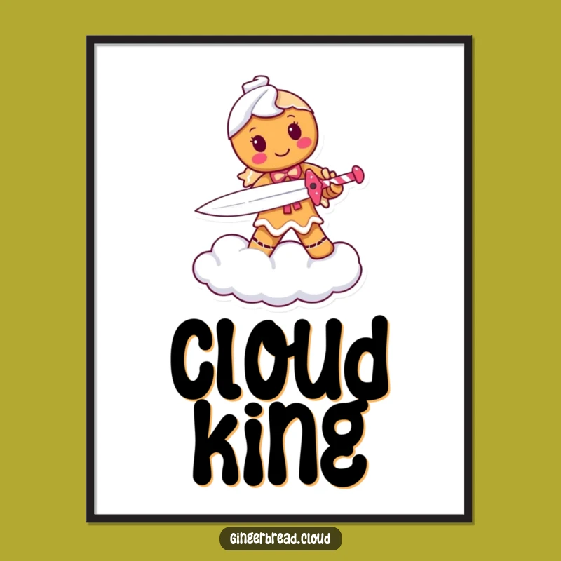 Funny Gingerbread Warrior Digital Print: Epic Cloud Art, Perfect Motivational Wall Gift