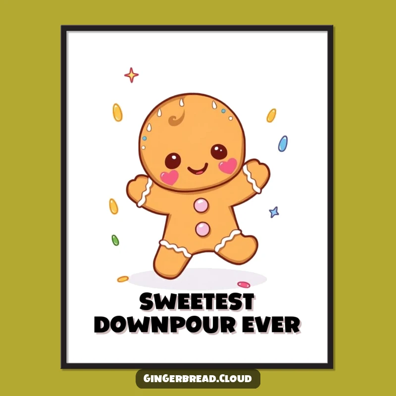 Funny Sprinkle Rain Gingerbread Digital Art - Instant Sweetness for Your Walls