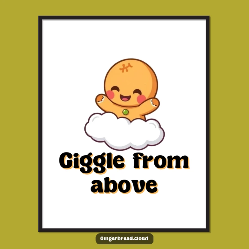 Funny Giggling Gingerbread Cloud Digital Art - Instant Joy for Your Walls