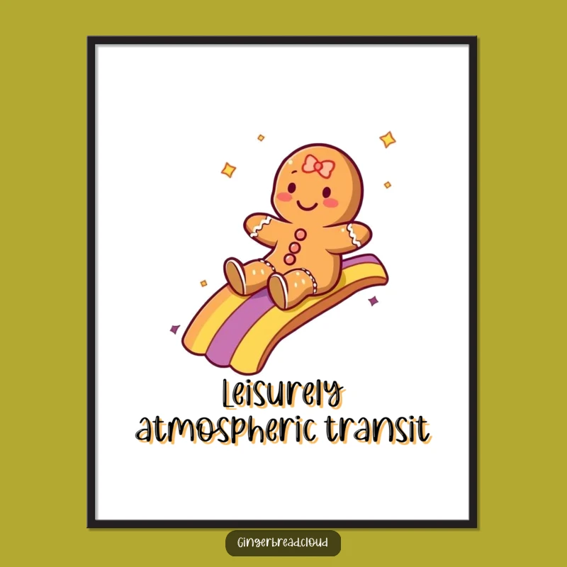 Funny Rainbow Sliding Gingerbread Digital Art - Instant Magic for Your Space