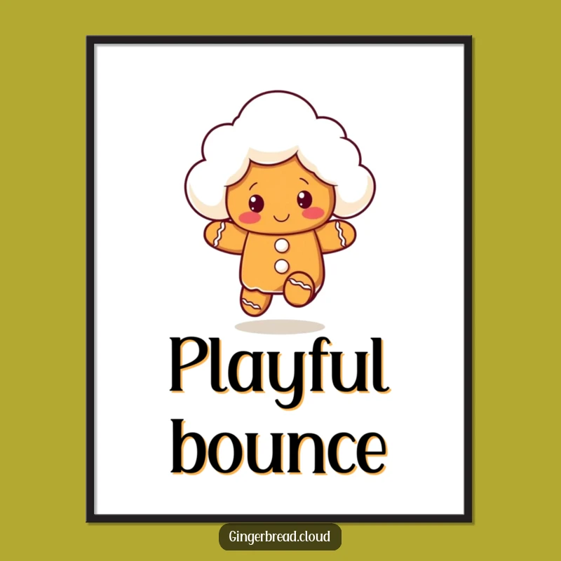 Funny Gingerbread Cloud Digital Art - Instant Playful Bounce Decor