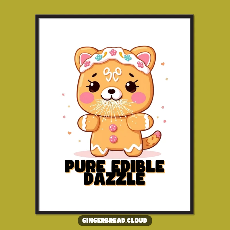 Funny Gingerbread Glitter Sneeze Digital Art - Instant Hilarious Decor Gift