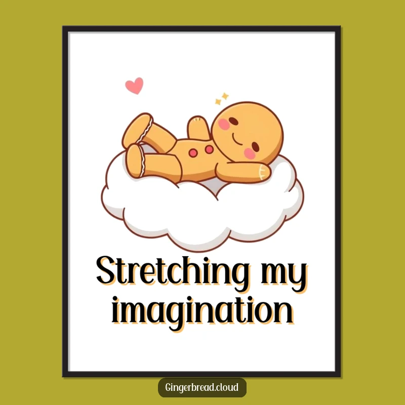 Funny Stretching Gingerbread Digital Art - Instant Joyful Character Download!