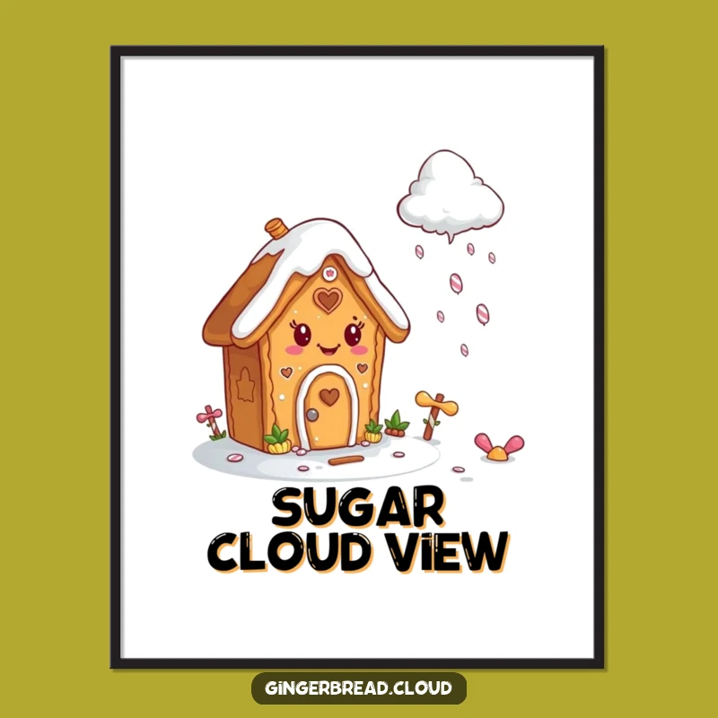 Funny Gingerbread House Digital Art: Candy Rain Wonder, Printable Humorous Gift