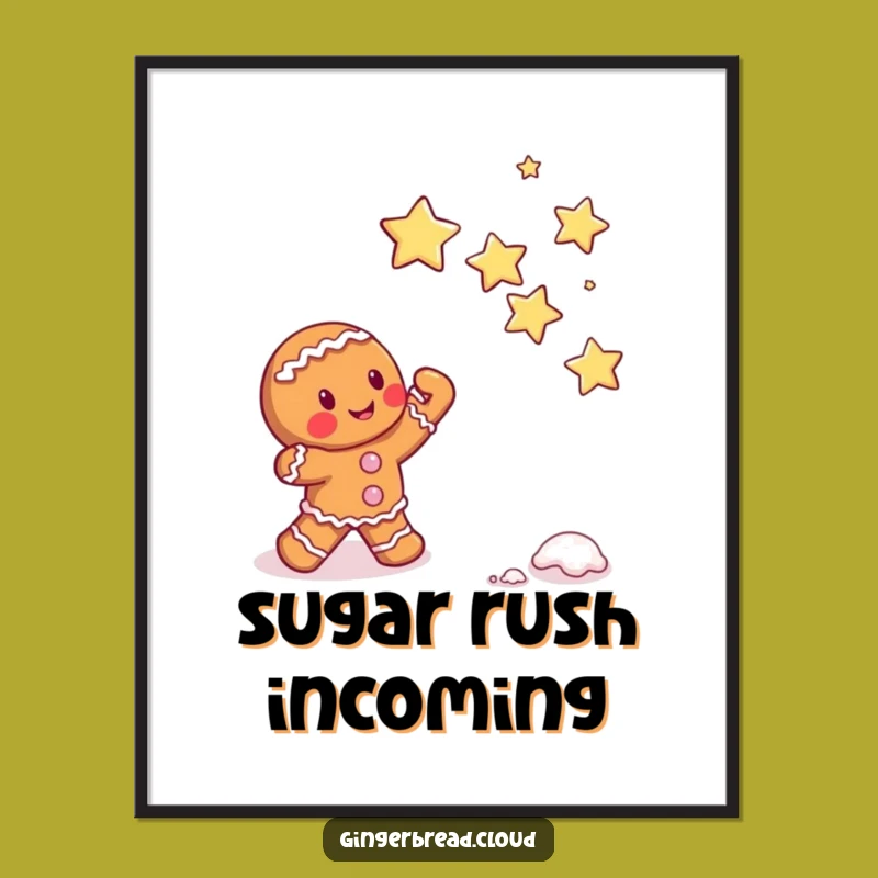 Funny Gingerbread Star Catcher Digital Art - Instant Magical Decor Gift