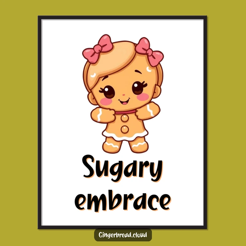 Funny Gingerbread Girl Hug Digital Art - Instant Sweetness for Walls