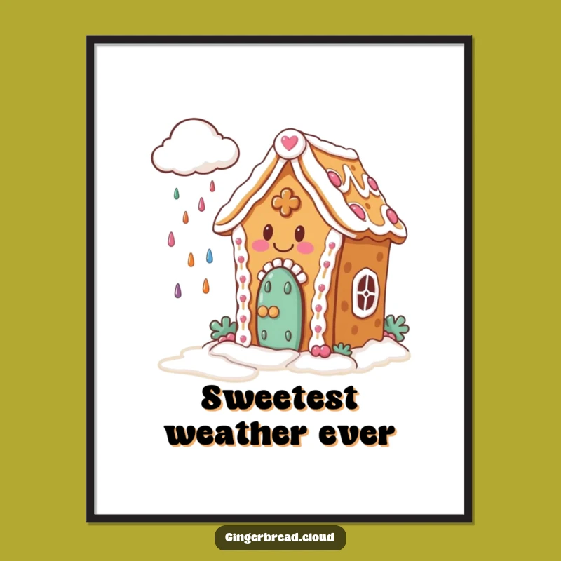 Funny Gingerbread Digital Art: Candy Rain - Instant Sweet Decor Gift!