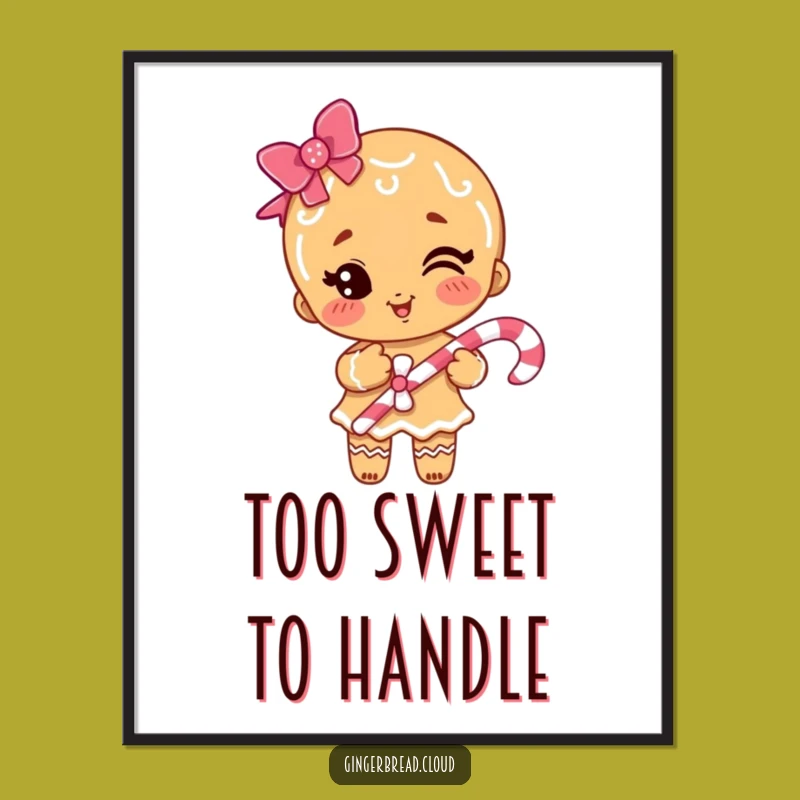 Funny Gingerbread Girl Wink Digital Art: Instant Festive Decor with Playful Holiday Charm