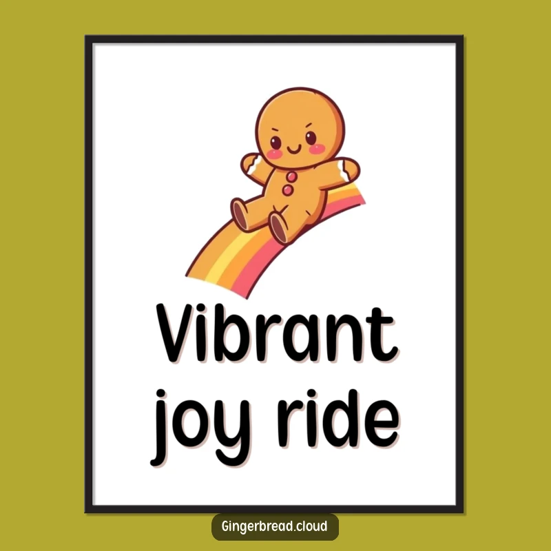 Funny Gingerbread Rainbow Digital Art - Instant Magical Joy, Wall Decor Gift