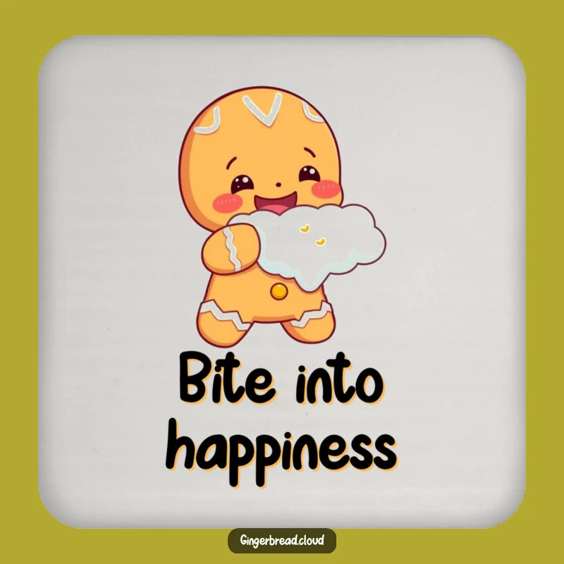 Cheerful Gingerbread Cloud Bite Coaster: Cute Cookie Protection - Fun Gift