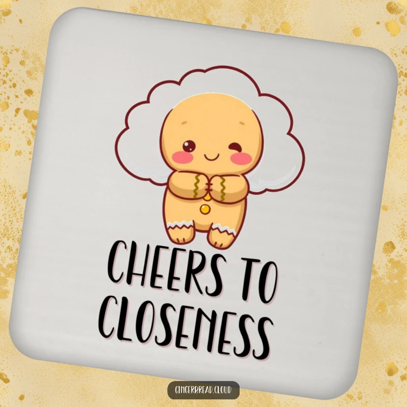 Funny coaster: A gingerbread cloud character gives a warm hug, a comforting addition to protect surfaces.