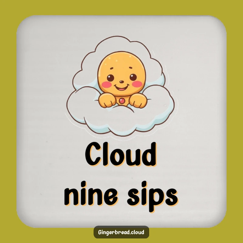 Funny Gingerbread Cloud Grin Coasters - Heavenly Table Protection