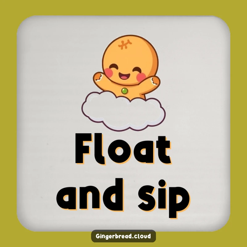 Funny Giggling Gingerbread Cloud Drink Coaster - Protect Surfaces with Laughter
