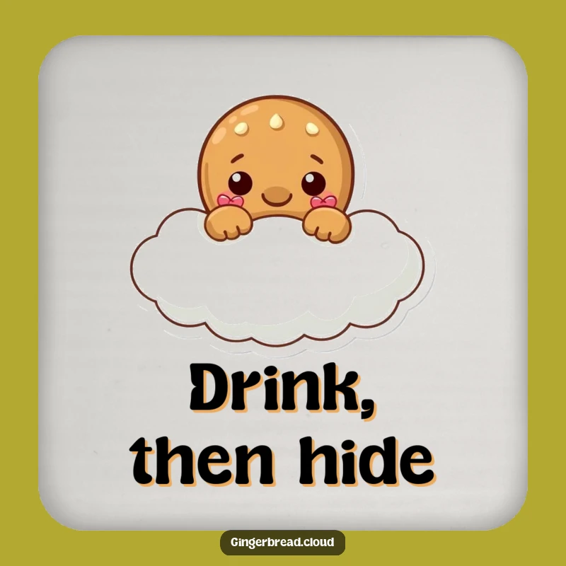 Funny Gingerbread Cloud Coaster - Playful Peek Drink Decor Gift